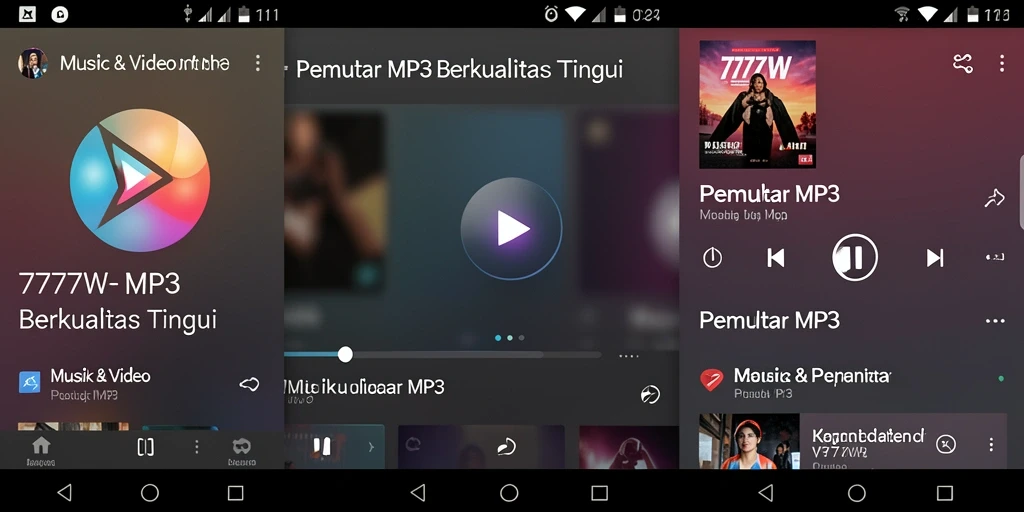 Antarmuka sederhana dan menarik dari aplikasi 7777W Pemutar MP3.