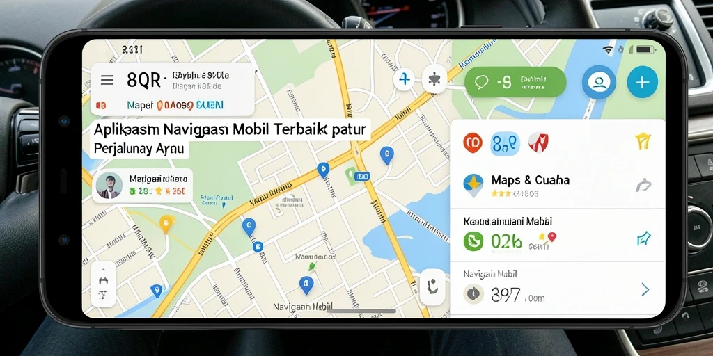 Tampilan antarmuka 8QR untuk navigasi mobil yang intuitif dan informatif.