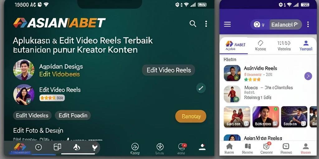 Tampilan antarmuka aplikasi ASIANABET dengan fitur Edit Video Reels.