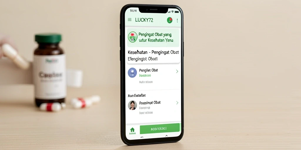 Antarmuka LUCKY72 yang intuitif dan informatif untuk Pengingat Obat.