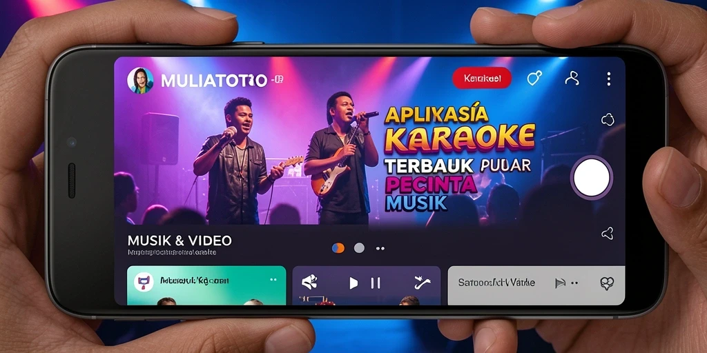 Antarmuka aplikasi MULIATOTO yang menarik dan fitur karaoke yang mudah digunakan.