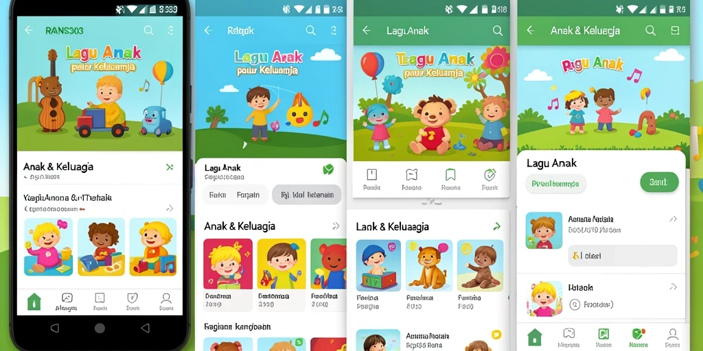 Antarmuka RANS303 dengan pilihan lagu Anak yang ceria.