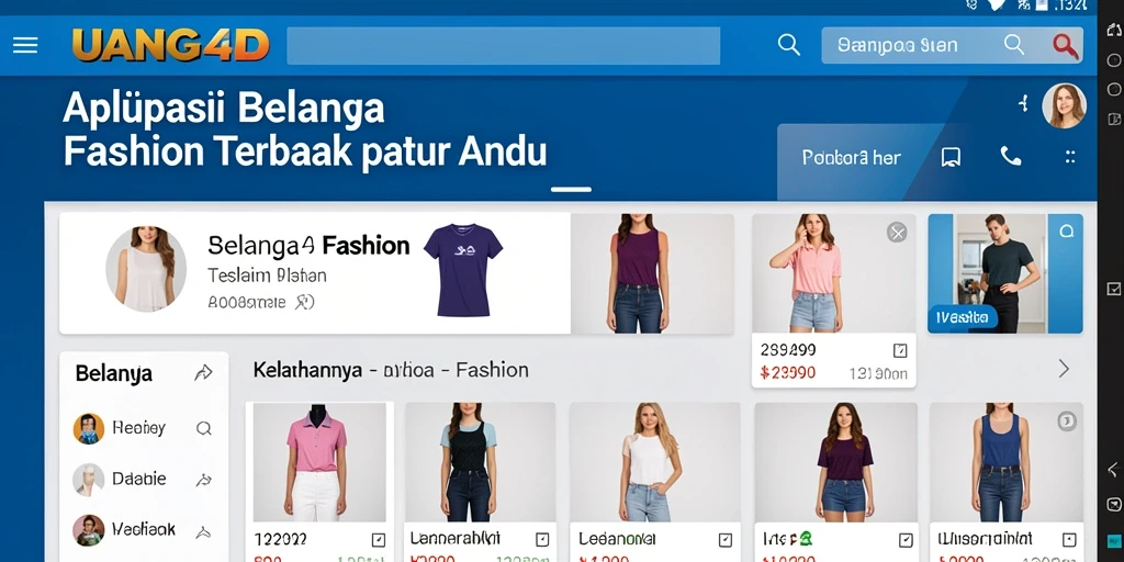 Tampilan antarmuka UANG4D yang modern dan fungsional untuk berbelanja fashion.